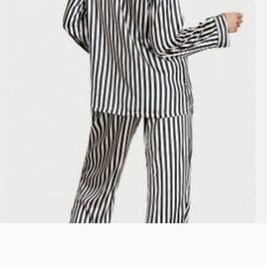 Striped Black and White Victorias Secret Silk Pajamas